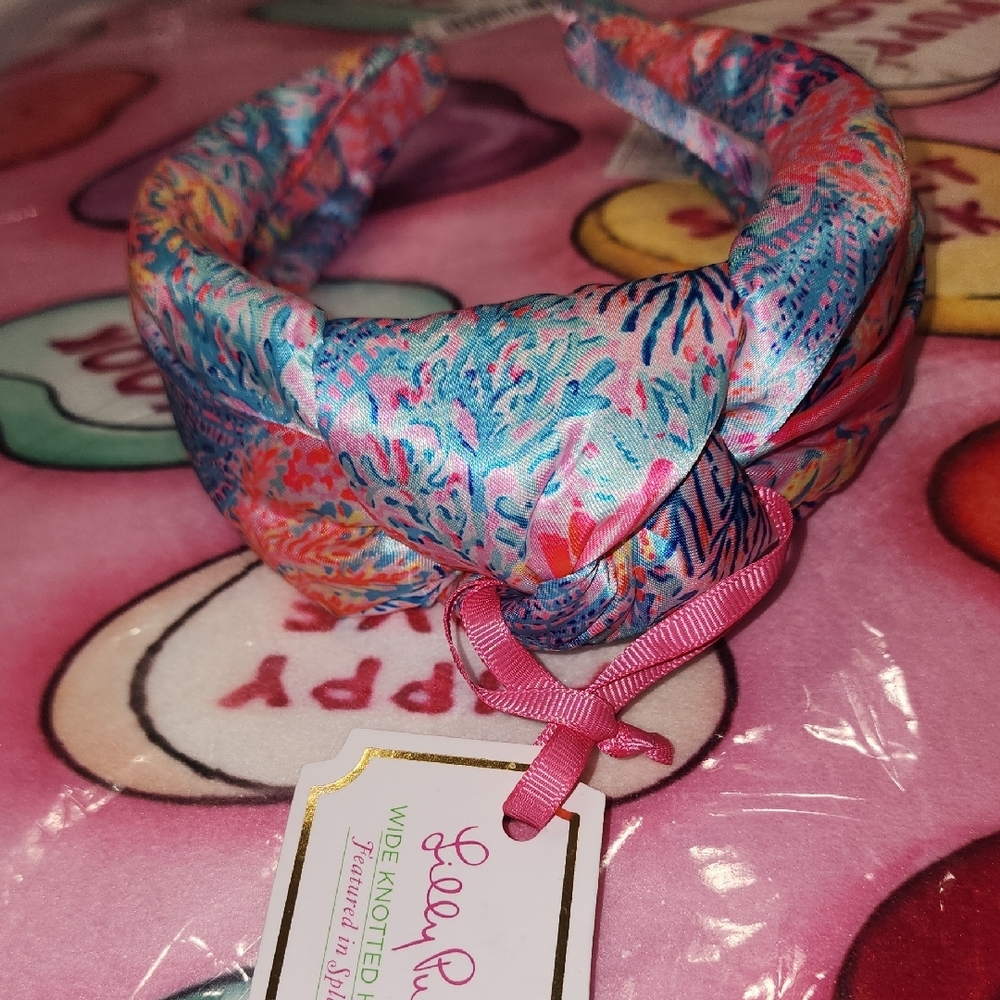 New Lilly Pulitzer 3" Wide Knotted Satin Headband Featured In Splashdance - Picture 7 of 7